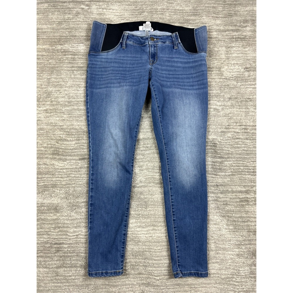 Isabel Maternity Skinny Jeans Womens 8/29R Blue Med Wash Crossover Panel Stretch